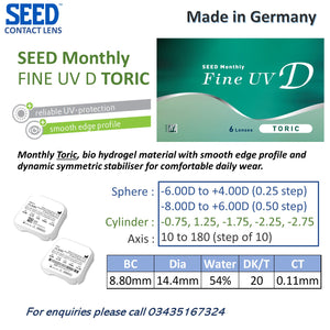 SEED Fine UV D Toric (for Astigmatism) - 1 Pair